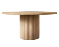 Table à manger ovale moderne en bois de frêne massif, ensemble de table de salle à manger minimaliste avec base en piédestal cannelé pour la maison, l'hôtel, 200 cm