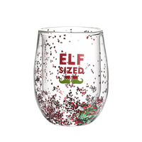 Gobelet en verre à double paroi avec paillettes 360ML Cadeau de fête de Noël Anti-fuite Résistant à la chaleur pour les boissons chaudes/froides