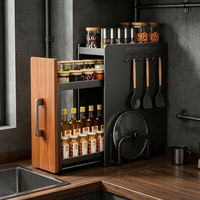 Étagère de rangement de comptoir de cuisine stable, étroite, coulissante, à double niveau, étanche et anti-poussière pour vaisselle