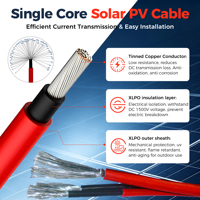 H1Z2Z2-K 4mm² 6mm² Verzinntes Kupfer XLPE Solarkabel für Dach-PV-Panel und Wechselrichter DC-Verbindung
