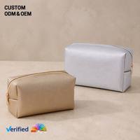Sac de rangement cosmétique en cuir PU élégant et tendance, petit format, pour voyage, pochette à main, logo personnalisé, OEM, ODM, vente en gros