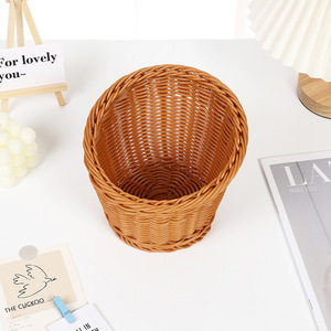 Cesta de plato cilíndrico tejido de ratán versátil hecha a mano para olla caliente aperitivos frutas y palomitas de maíz - Product Image 2