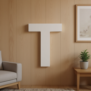Lettera T in legno per decorazione da parete, 12 pollici, finitura bianca - Product Image 3