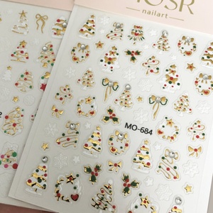 สติกเกอร์ติดเล็บลายต้นคริสต์มาสหลากสีสัน Aimeier ลายเพชรนูน ลายพวงหรีด ลายเกล็ดหิมะ สำหรับตกแต่งเล็บ DIY - Product Image 5