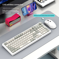 Clavier et souris sans fil 2,4 G rétroéclairés par LED W1050, interface USB, touches colorées 3-en-1, ensemble de bureau pour ordinateur portable et PC de bureau