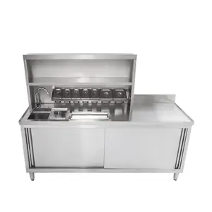 Customize Milk Tea Work Station Refrigerator Working Table Counter Milk Tea Bar Counter Equipment Workbench