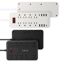 Regleta de Enchufes Estándar de EE. UU. con 10A, 4 Puertos USB-A, Tipo-C PD, 8 Tomas de Corriente, Extensión Multi-Enchufe para Hogar, Oficina, Dormitorio
