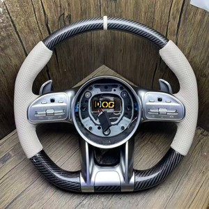 Volant en bois DOS pour <span class=keywords><strong>Mercedes</strong></span>-Benz <span class=keywords><strong>AMG</strong></span> W204 W211 W213 W205 C63 E63 S63 G63 G65 <span class=keywords><strong>Gts</strong></span> Gtr Gla Glb en cuir perforé - Product Image 3