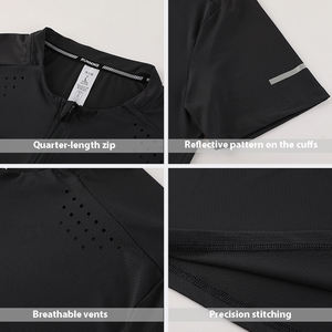 Camiseta Deportiva de Manga Corta con Cierre de 1/4, Transpirable, de Secado Rápido, Alta Elasticidad, para Hombre, con Logotipo Personalizado - Product Image 5