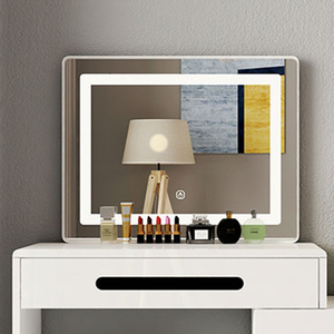 Table de toilette en bois blanche simple et abordable pour chambre à coucher <span class=keywords><strong>avec</strong></span> <span class=keywords><strong>miroir</strong></span>, ensemble de meubles de maison modernes de luxe <span class=keywords><strong>avec</strong></span> éclairage <span class=keywords><strong>LED</strong></span> pour le maquillage - Product Image 4