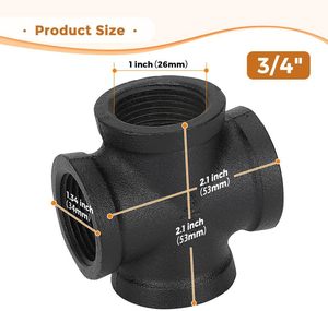 <span class=keywords><strong>3</strong></span>/4 "dövülebilir dökme demir endüstriyel boru raflar için 4 yollu çapraz bağlayıcı dişli parçaları dirsek eski ev mobilya - Product Image 3