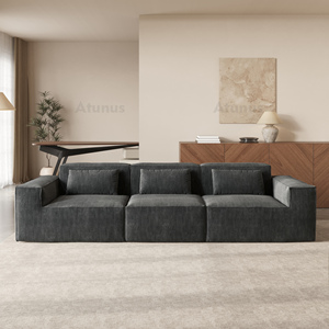 Sofá Modular Seccional ATUNUS de Terciopelo Negro, <span class=keywords><strong>Lavable</strong></span>, en Forma de U, para Sala de Estar, Oficina, Hotel - Product Image 3