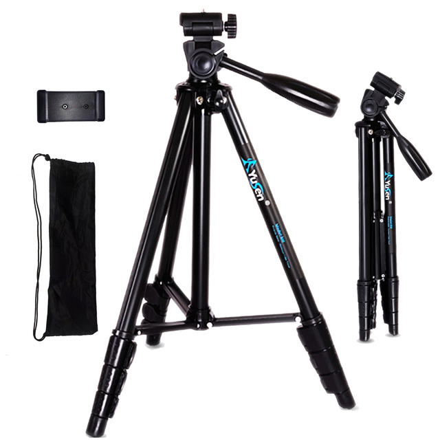 Lightweight Professional Flexible Travel Camera Tripod 3-way Pan Head Aluminum Mobile Phone DSLR Ring Light Stand Flip Lock