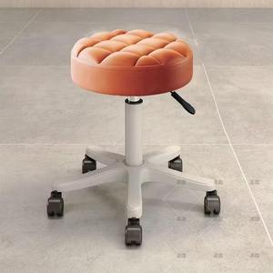 Minimalist PU Leather Adjustable Salon <b>Stool</b> With Wheels White - Product Image 2