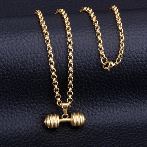 Joyería de Moda para Mujer, Gimnasio, Fitness, Venta al por Mayor, Collares con Colgante de Acero Inoxidable para Hombre, Color Dorado - Product Image 5
