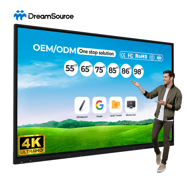 AI Interactive Whiteboard 55 65 75 85 86 98 Inch 4k Android Windows OS Interactive Flat Panel Smart Board for Teaching Office