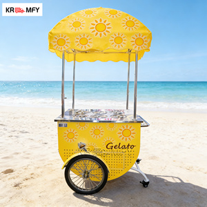 Carrito de comida móvil de fibra de vidrio para helados con congelador para catering y servicio de alquiler en bodas y fiestas en la playa - Product Image 2