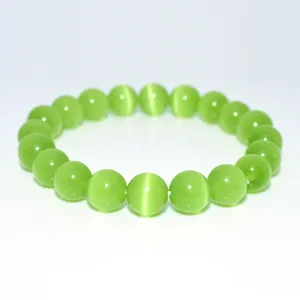 Trade Insurance 6/8/10ミリメートルHigh Grade Natural Olive Green Cat Eye Bracelet