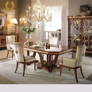 Antique de luxe en bois massif table à manger 6 chaises