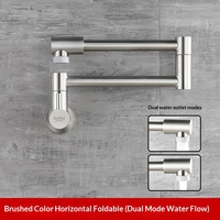 Robinet de cuisine pliant en acier nickel brossé, bras télescopique pivotant à 360°, eau froide uniquement, anti-éclaboussures, avec cartouche céramique latérale