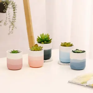 YBH Ceramic Blue And White Flower Pots Succulent Pot Indoor Modern Hotel Tabletop Decor Plants Pot