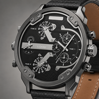 Reloj de Pulsera para Hombre, Doble Hora, Correa de Acrílico, Movimiento Japonés de Cuarzo, Caja de Aleación, Esfera con Agujas, Estilo Casual