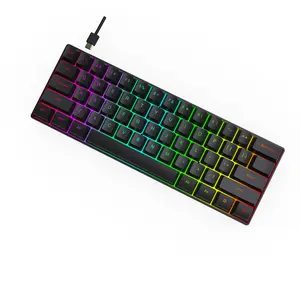 Компактная игровая механическая клавиатура для компьютера с RGB подсветкой и защитой от фиктивных нажатий, 61 клавиша, 60%