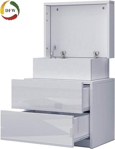 Hot Sale High Gloss LED Lights Bedroom Bedside Cabinet <strong>Night</strong> <strong>Stand</strong> With Two Drawers - Product Image 2