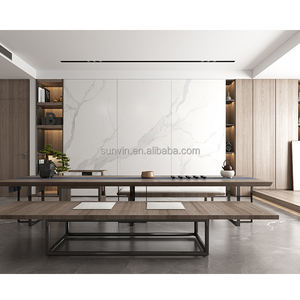 Azulejo de mármol blanco extra grande de 1200x2700mm, losa de rejilla delgada, piedra sinterizada para comedor al aire libre, sala de estar, mesa fabricada - Product Image 3