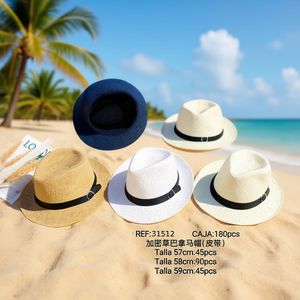 Cappello Panama in paglia con cintura 57cm 58cm 59cm Cappello estivo per protezione solare per uomo e donna - Product Image 3