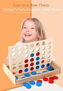 Juguete educativo de aprendizaje temprano para niños, juguete multijugador, caja de madera, multicolor, tridimensional, cuatro en fila, tablero de juego de ajedrez - Product Image 5