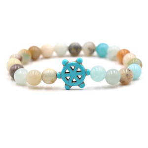 Bracelet à breloques en pierres naturelles œil de tigre, <span class=keywords><strong>pierre</strong></span> <span class=keywords><strong>volcanique</strong></span>, <span class=keywords><strong>pierre</strong></span> paon, amazonite, forme cercle et gouvernail de bateau - Meilleure vente pour le commerce international - Product Image 4