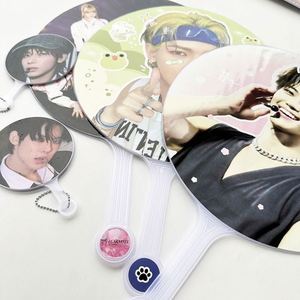 Custom New Kpop <b>Mini</b> <b>Hand</b> Fan Cute Double-Sided PVC Plastic Craft in Heart Shape Picket - Product Image 5