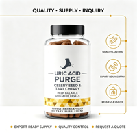 Complément alimentaire pour le soutien de l'acide urique sous marque privée, logo personnalisé, fabricant OEM ODM, faible MOQ, 60 capsules végétariennes saines
