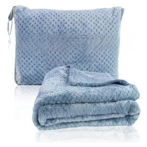 Venta al por mayor superventas logotipo personalizado manta de viaje polar piña almohada conjunto manta de avión - Product Image 1