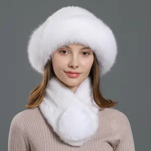 Chapeau d'aviateur en fourrure de vison véritable de Style russe et ensemble d'écharpe en fourrure pour femmes