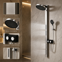 Panneau de douche cascade de luxe à effet pluie, installation murale, étanche, pour hôtel, salle de bain, panneau de massage
