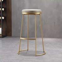 Tabourets de bar meubles de luxe Restaurant cuisine nordique pas cher or chaise haute comptoir moderne métal velours tabourets de bar avec dossier