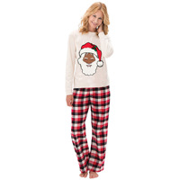 Set Piyama Keluarga Santa Natal Kustom Bahan Polyester Pakaian Tidur Pria Wanita Anak-anak Baju Tidur Natal Dropshipping POD