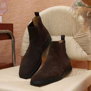 Bottes Chelsea montantes pour hommes, style britannique, bout carré, rehaussantes, décontractées et habillées, respirantes et antidérapantes - Product Image 4