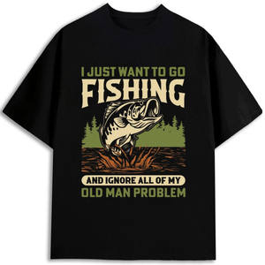 Camiseta de Algodón para Hombre, 180 g/m², Manga Corta, Diseño de Pesca Estampado, Ecológica, Básica - Product Image 1