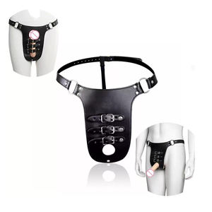 Sexy Verstelbare Pu Strats Slave Seksspeeltjes Riem Op Bondage Gear Dildo Volwassen Sm Harnas Ijzeren Ring Kuisheid Riem Ondergoed - Product Image 5