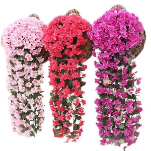 Panier suspendu de fleurs artificielles en soie, décoration de mariage, roses, rouges, violettes, lianes, décoration intérieure et extérieure - Product Image 4