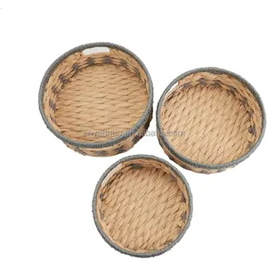 3 Pack Ronde Rotan Opbergmanden, Bulk Ondiepe Rieten Manden Voor Decor, Zeegras Nestelen Brood Manden