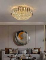 Lustre moderne rond à LED en cristal K9, luminaire de plafond encastré de luxe pour salon