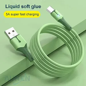 5A Type C USB Cable,Fast Charging Cable USB C Liquid Soft Silicone Data Cord For Huawei Xiaomi 1/2M Mobile Phone USB-C Charger