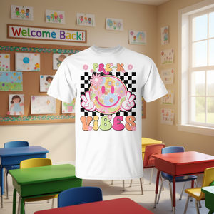 Camiseta para niñas Pre-K Vibes del primer día de clases para maestras - Product Image 3