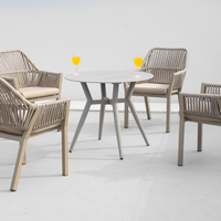 Chaise de salle à manger moderne en métal Meria, empilable, avec structure en aluminium résistante aux intempéries, pour terrasse et balcon