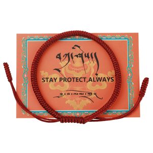 Pulsera tejida con nudo Vajra, pulsera protectora de monje ajustable, pulsera tejida roja de bendición de la suerte tibetana - Product Image 6