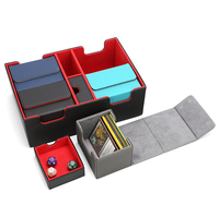 MIO Wholesale 400+ Boîte de rangement en cuir PU et velours pour jeux de cartes TCG/cartes flash PKM et jeux de société avec compartiment de rangement pour dés